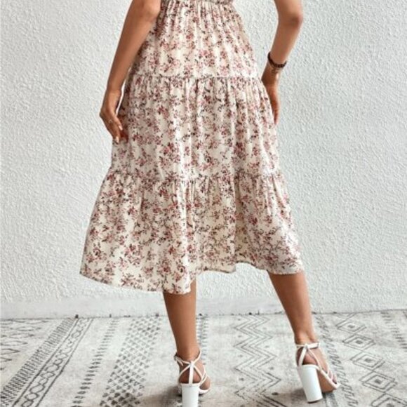 Boho Dress, Floral Print Ruffle Hem Dress, summer dress - Picture 4 of 8